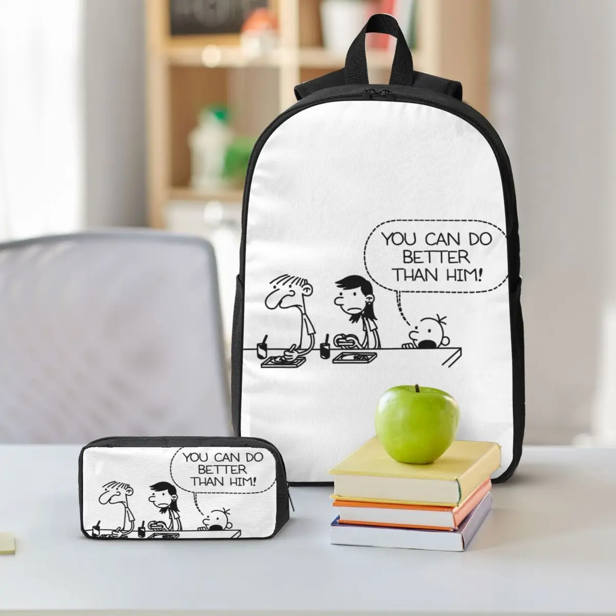 Diary Of A Wimpy Kid You Can Do Better Than Him Backpack BookBag School Bag Shoulder Bags 3ps Insulated Lunch Bag Pencil Case
