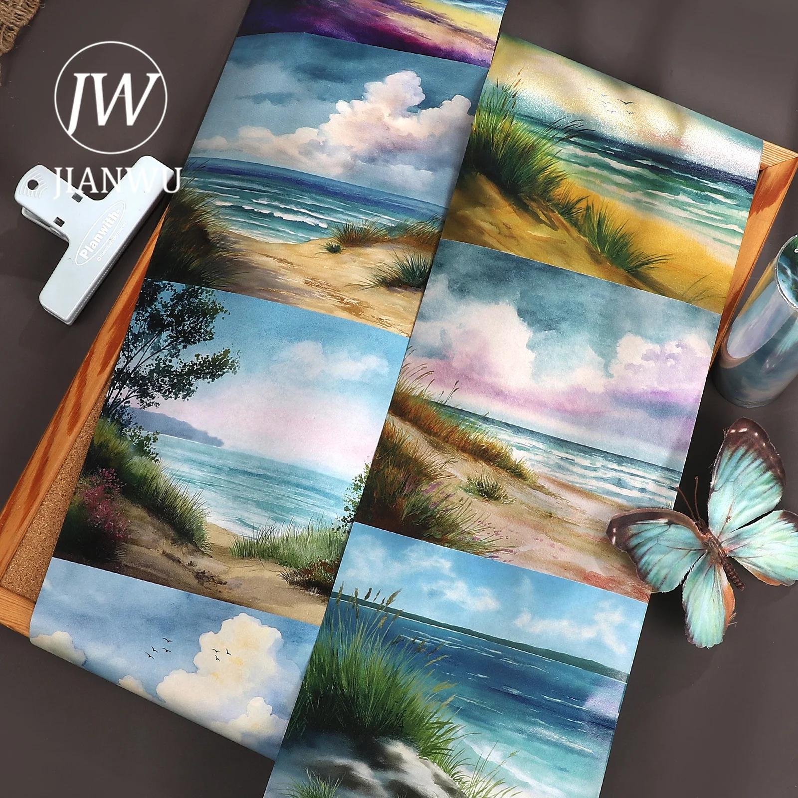 JIANWU 15cm*199cm Vintage Summer Seaside Cloud Landscape Material Collage ScrapbookingWashi Tape Creative Journal  Stationery