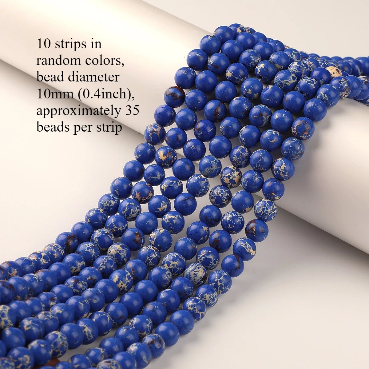 350 Pieces of 10mm Loose Beads in Random Colors (10 Colors) Different Colors of Natural Stone Beads DIY Beads for Jewelry Necklaces Handmade Bracelets