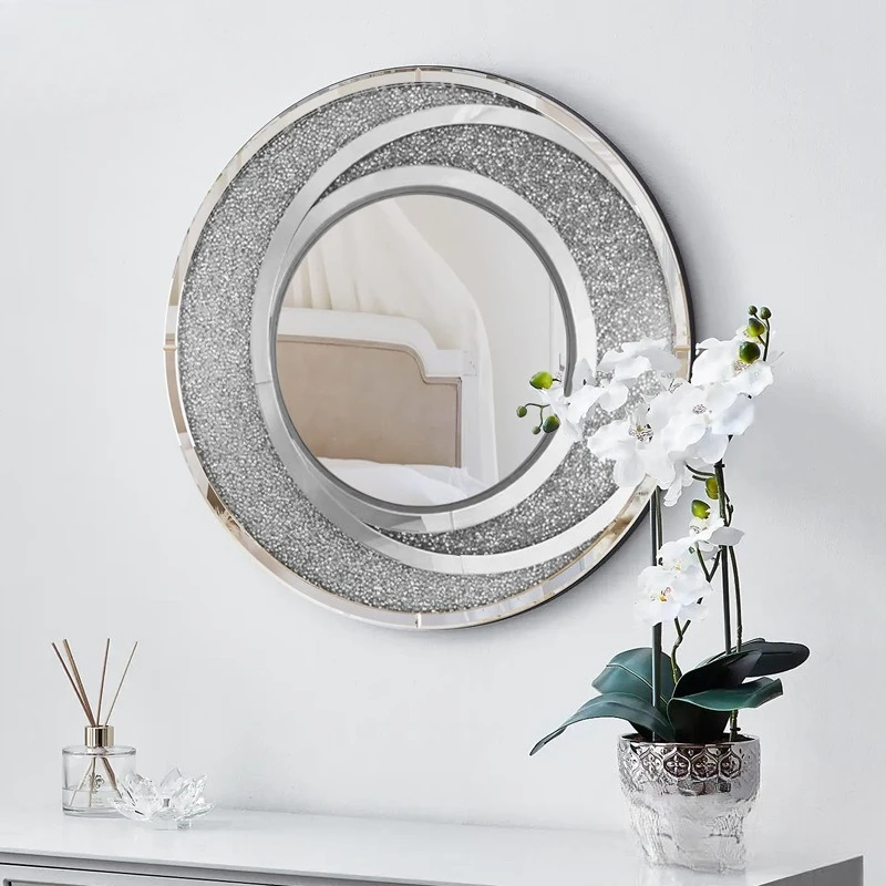 

Round art mirror living room entrance wall hanging decorative mirror European bathroom mirror