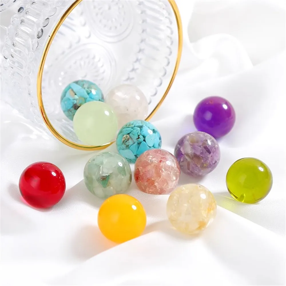 

Natural Crushed Stone Crystal Beads Single Hole Resin Balls DIY Handmade Beaded Bracelets Necklaces Material Packs Accessories