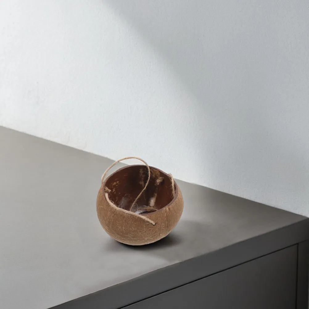 

Подвесное комнатное кашпо из натуральной кокосовой скорлупы с прочным шнуром для растений, для балкона, сада, веранды, домашнего декора, маленькое