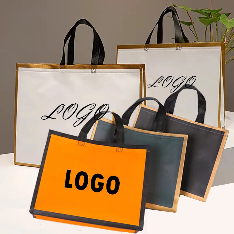 100pcs Packing Bag Print Logo Waterproof film non-woven fabric Gift Bag Phnom Penh Advertising Shopping Eco Bag Customized Logo