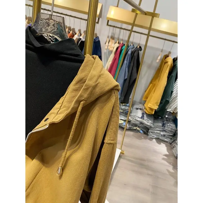 

Casual Loose Women's Jaet Retro Workwear Sle Spring Season Large Size Faionable Versatile Cotton Hooded Zipper Closure