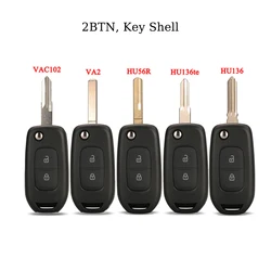 jingyuqin Flip Remote Car Key Shell 2Button For Renault Dacia Logan 2 Logan II 2018 2019 2020 HU136te / HU56R/VA2/HU136 Fob Case