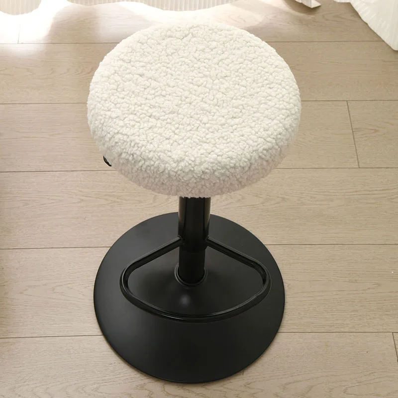 Autumn and Winter Teddy Plush Round Stool Cover Soft Solid Chair Cover for Hotel Bar Universal Size Elastic Thick Pile Slipcover