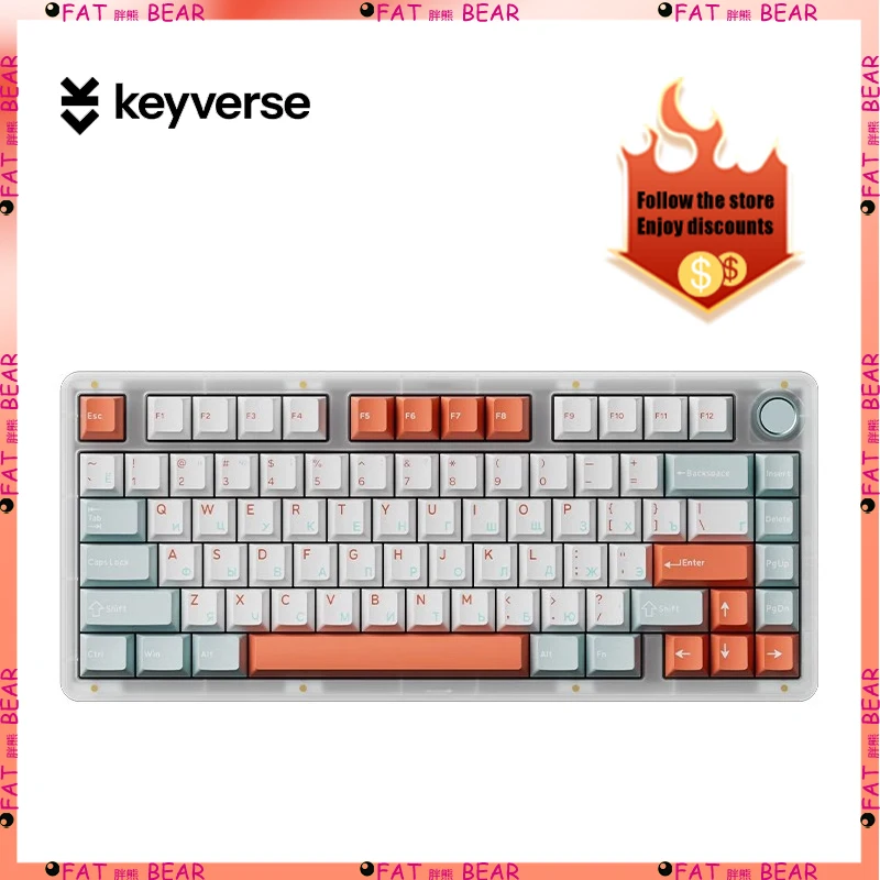 Keyverse infi75 Lite fog-transparent three-mode mechanical keyboard Customization kit RGB hot-swap Gasket compatible Windows/Mac