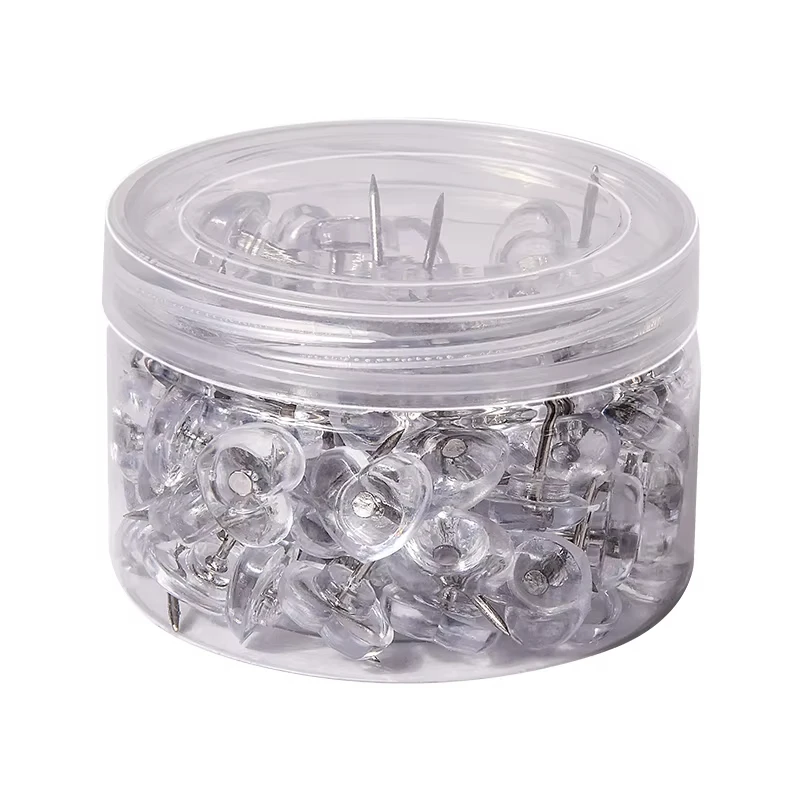 100 200 durchsichtige Reißzwecken, Kunststoff-Box-Set für Schulbedarf, Schreibwaren, Büro, Handwerk, Korktafel, Wand, langlebig, kreatives Geschenk-Werkzeug