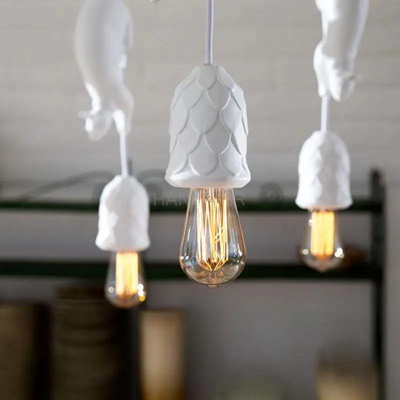 Nordic Resin Squirrel Led Pendant Lights Children Room Kitchen Hanging lamp Living Room Restaurant Loft Decor Lighting Fixtures
