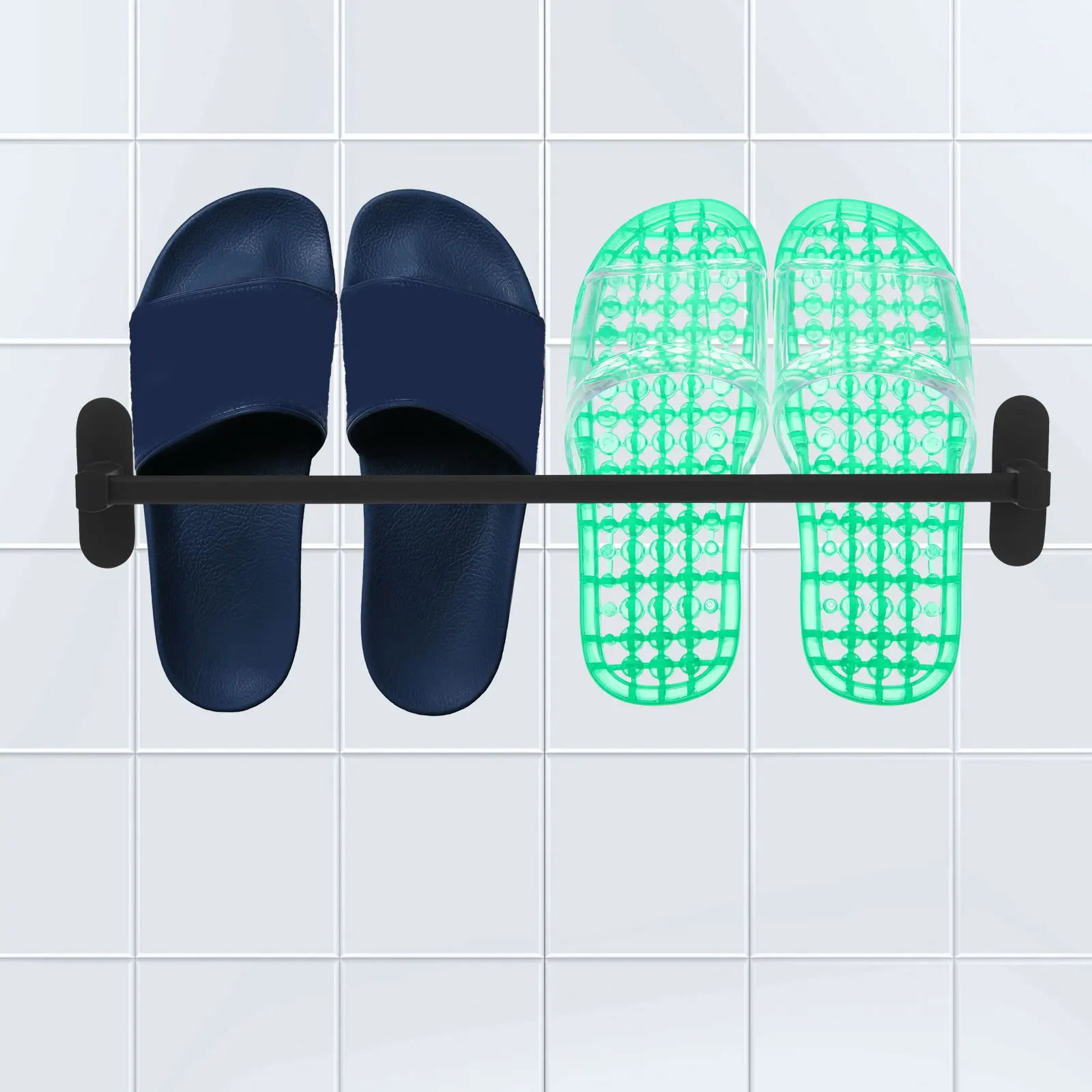 

Wall Slipper Rack Space Aluminum No-Drilling Bathroom Shoe Holder Storage Shelf Gray Finish Punch-Free Door Back Hanger