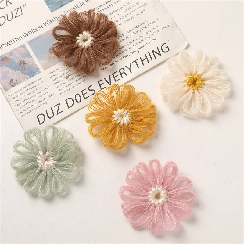 Winter style 50pcs/lot 39mm color print handmade cartoon flowers shape florals diy jewelry garment/hair accessory