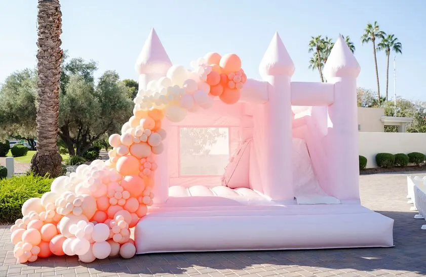 Neues großes aufblasbares Hüpferhaus für den gewerblichen Gebrauch mit Bällebad und Rutsche, springende weiße Hüpfburg für Hochzeits-Geburtstage-Partys