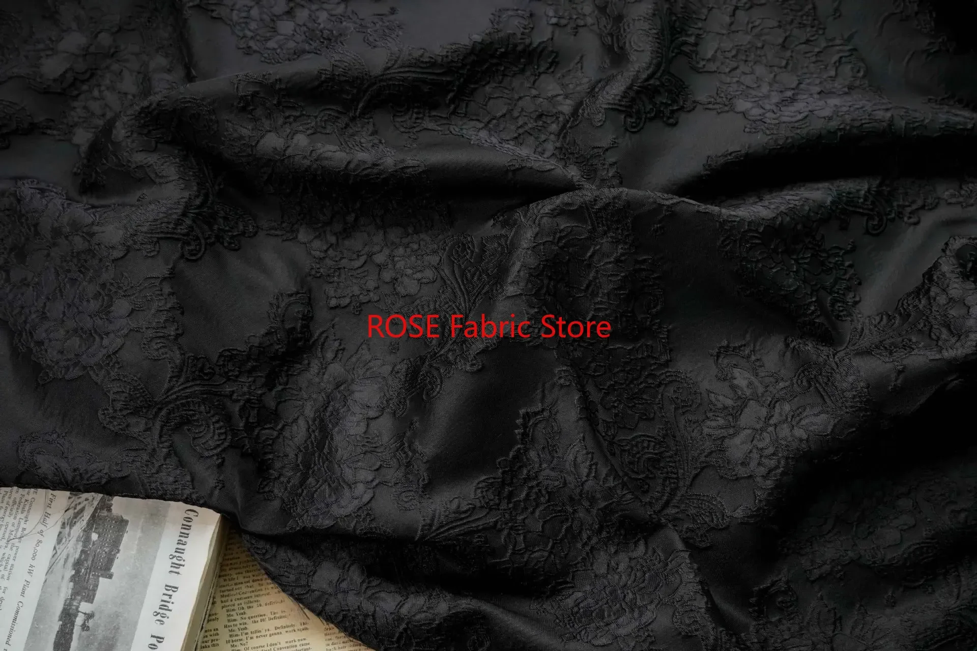 1 meter Retro Court Style Embossed Flower Brocade Jacquard Fabric Formal Dress Fluffy Skirt Decorative Sewing Fabric