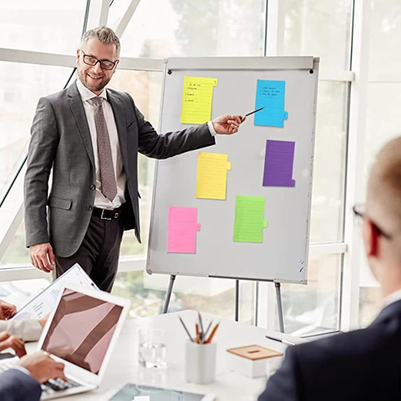 10Pcs 5.9X3.9 Inch Lined Sticky Notes Strong Adhesive Note Pads For Study Notes Works School Office Supplies