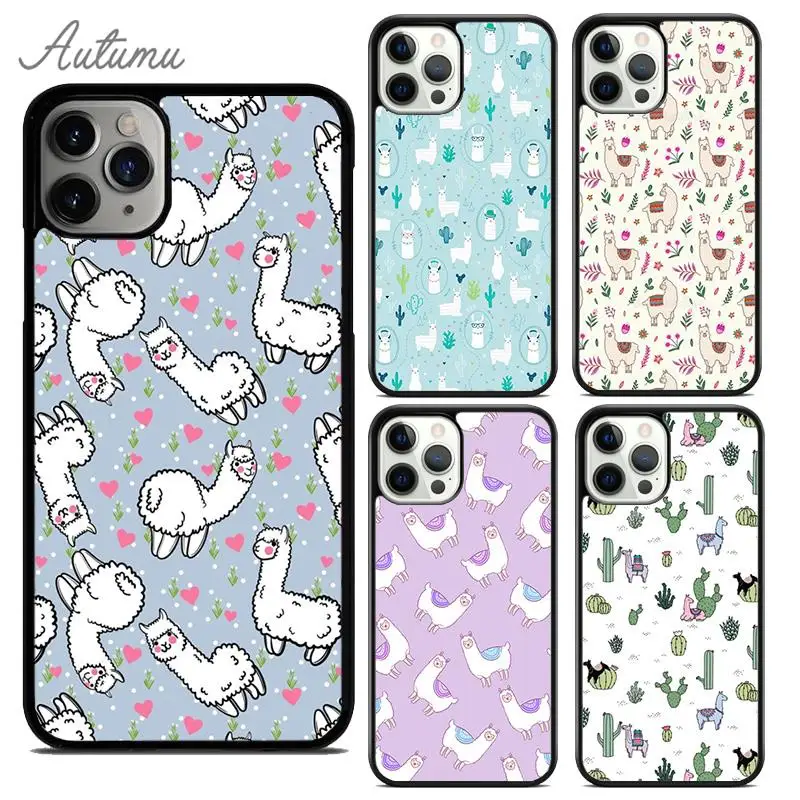 Cartoon Alpaca Llama Phone Case for iPhone 15 16 SE2020 11 12 13 14 Pro Max mini 6 7 8 Plus coque Fundas Shell