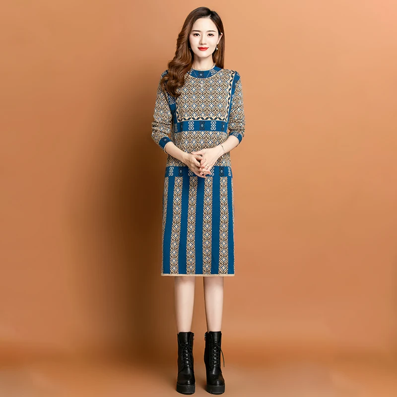 ZUO MAN RUAutumn and Winter 2022 Wool Knitted Dress Thickened Thermal Knitted Shirt Half High Collar Loose Fit Coat Woolen Dress