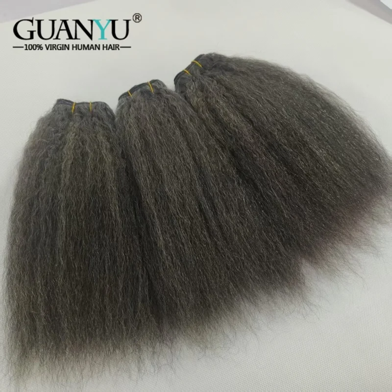 Black And Gray Color Highlighted Hair Bundles Extensions 3/4 Bundle Kinky Straight Ombre 100% Human Hair Weave With Highlights
