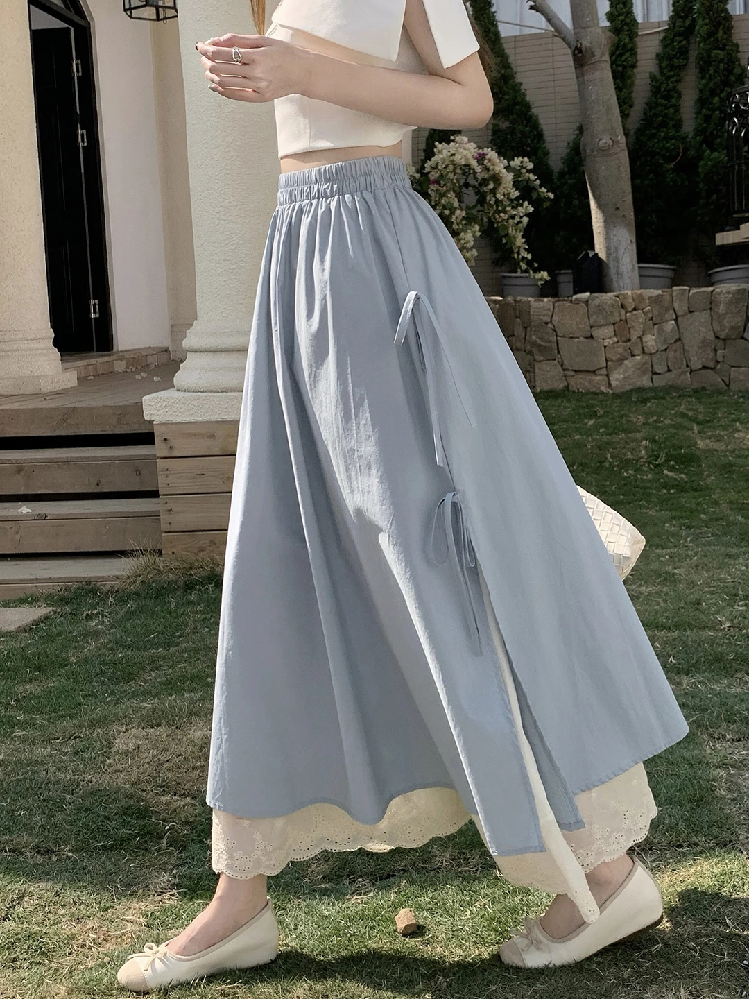 

Рекомендованная Эмили Клуд: Длинная юбка А-силуэта с кружевной отделкой и высокой талией, весна-лето, стройнящая, скрывающая бедра, повседневная, больших размеров