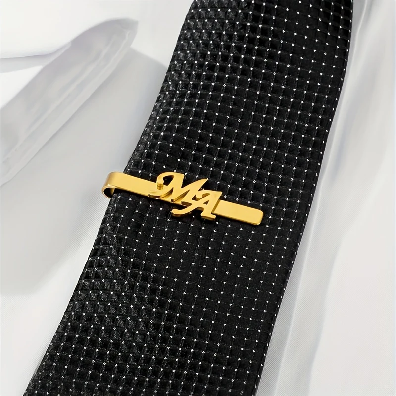

Custom Initials Stainless Steel Men's Tie Clip Personalized Men's Suit Shirts Wedding Guests Father's Day Best Man Gift Banque