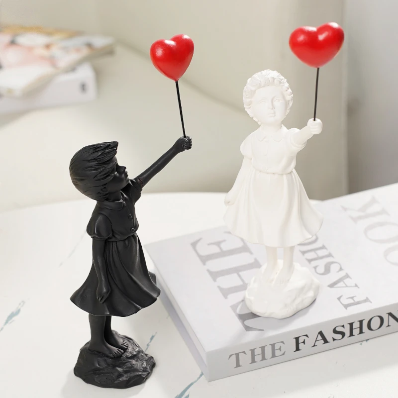 

Banksy Flying Balloon Girl Resin Figurine Modern Art Sculpture Home Decor Collectible Statue for Living Room Office Gifts