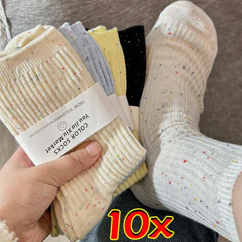 

5/1pairs Thickened Solid color Women's Socks Autumn and winter wool Socks for Women Cute Girl Middle Tube Pile Cashmere Socking