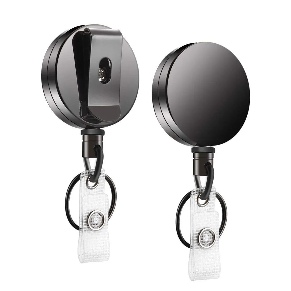 Name Tag Card ID Lanyard Luxury Quality Retractable Pull Badge Holder Clip Badge Reel Office Supplies Key Ring Clips