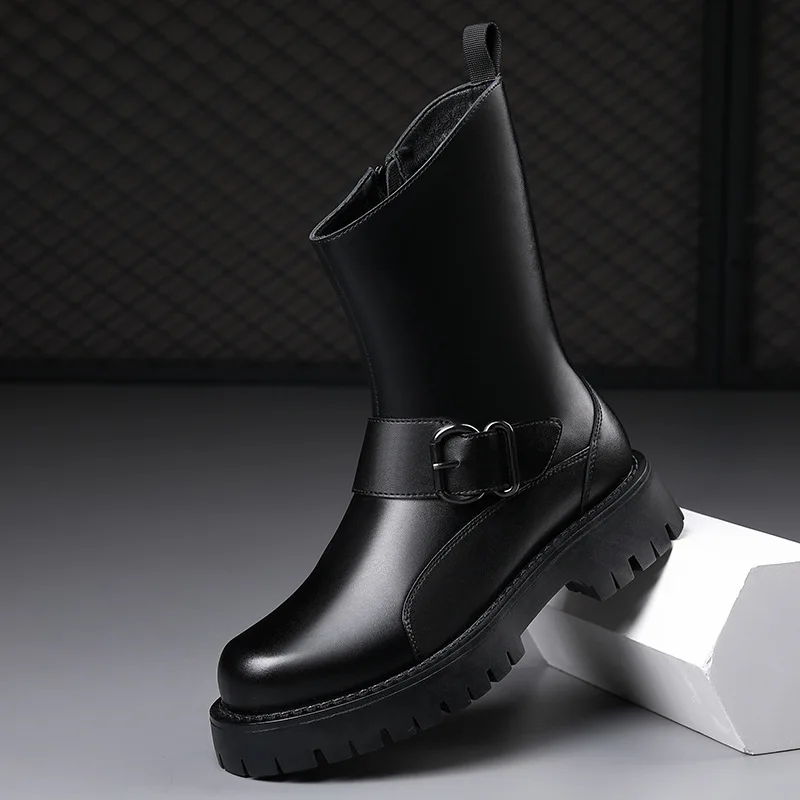

men fashion chelsea boots brand designer shoes stage nightclub dress genuine leather platform boot stylish autumn winter botas
