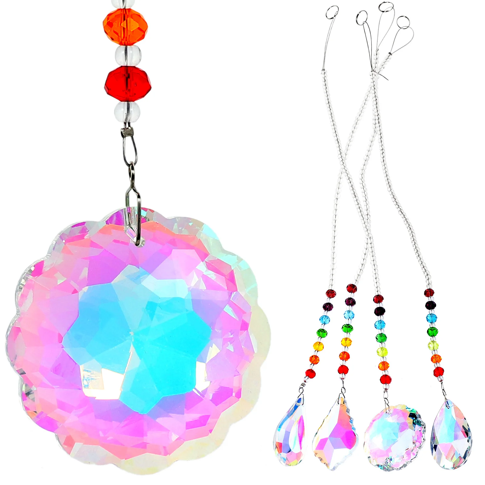 

4pcs Crystal Ceiling Light Pendant Hanging Ornament Sun Catcher For Window Garden Decor Home Indoor Outdoor Crystals Hanging