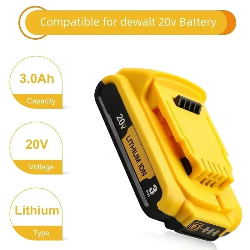 Batterie lithium-ion de rechange pour outils électriques DeWalt, 20V, 3Ah, 18V, Max, DCB203, 24.com, DCB206, DCB205, DCB204, DCB200