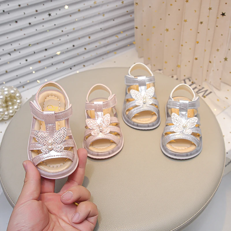 Kids Casual Summer Flats Soft Sole Breathable Toddler Sandals Butterfly Comfortable 2026 New Versatile Baby Girls Princess Shoes