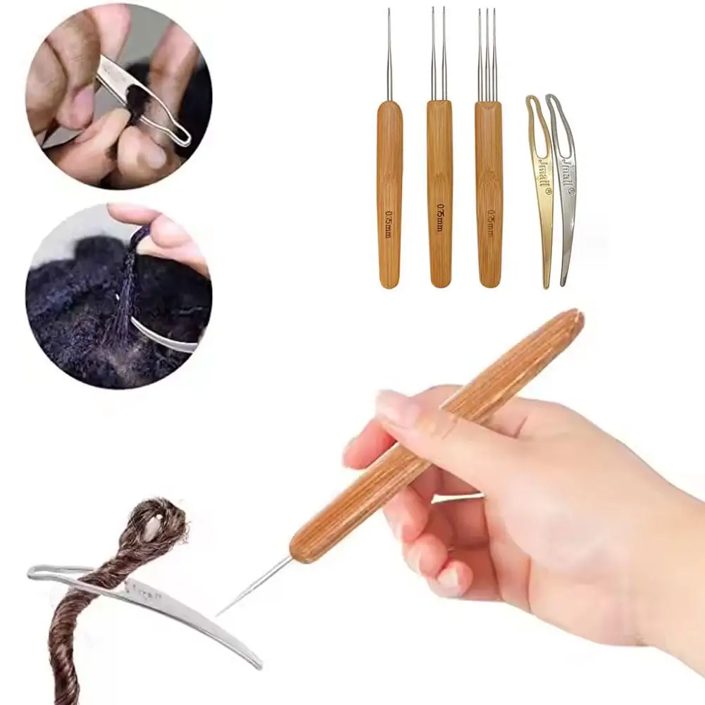 1pcs Wooden Crochet Dreadlocks Braid Needle Needles Hair Hair Tools Knitting Crochet Threader Extension Wig Hook Ne D1n3