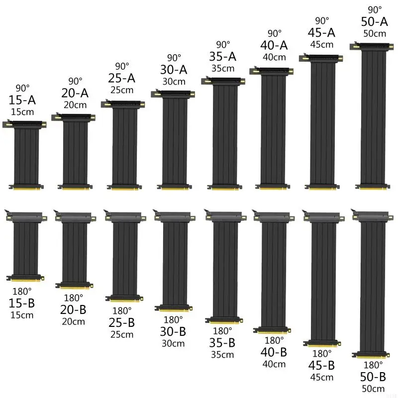 

918F High Speed PCI for Express 16x Connector Cable Graphics Cards Riser Extension Port Adapter for GPU with Antijam 90°