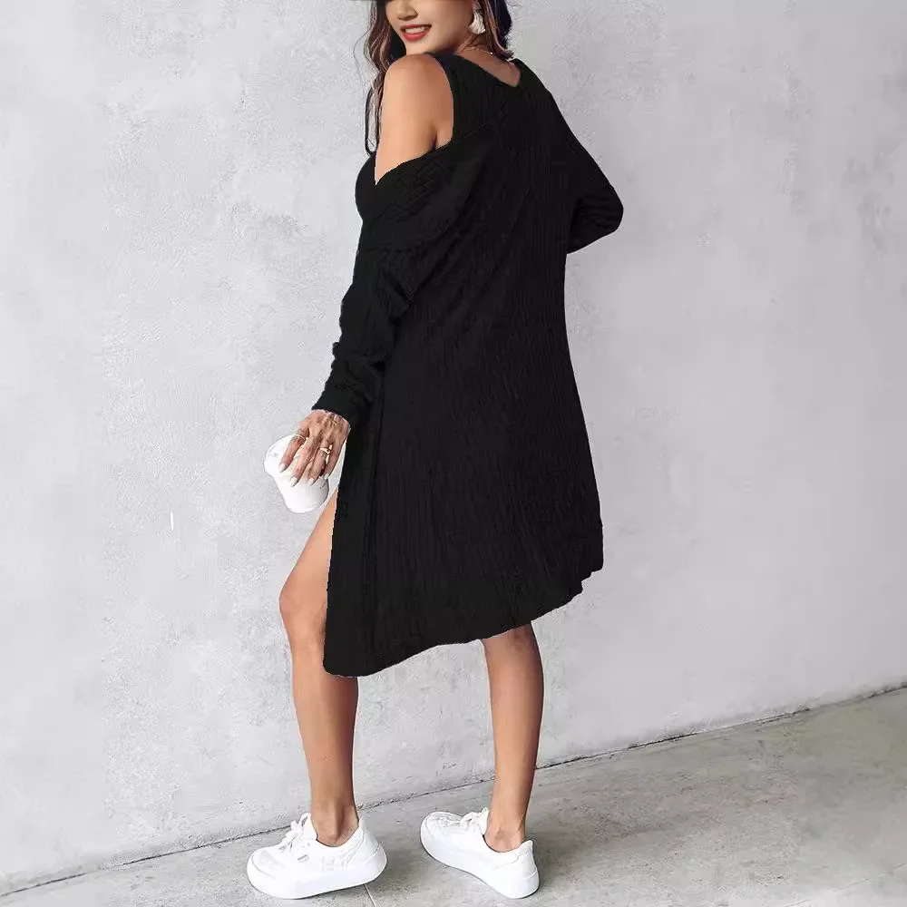 Two-piece Set Dress New Loose Women\'s Cardigan Long Sleeved Button Up Jacket Short Skirt and Coats Suit Summer and Fall 2024