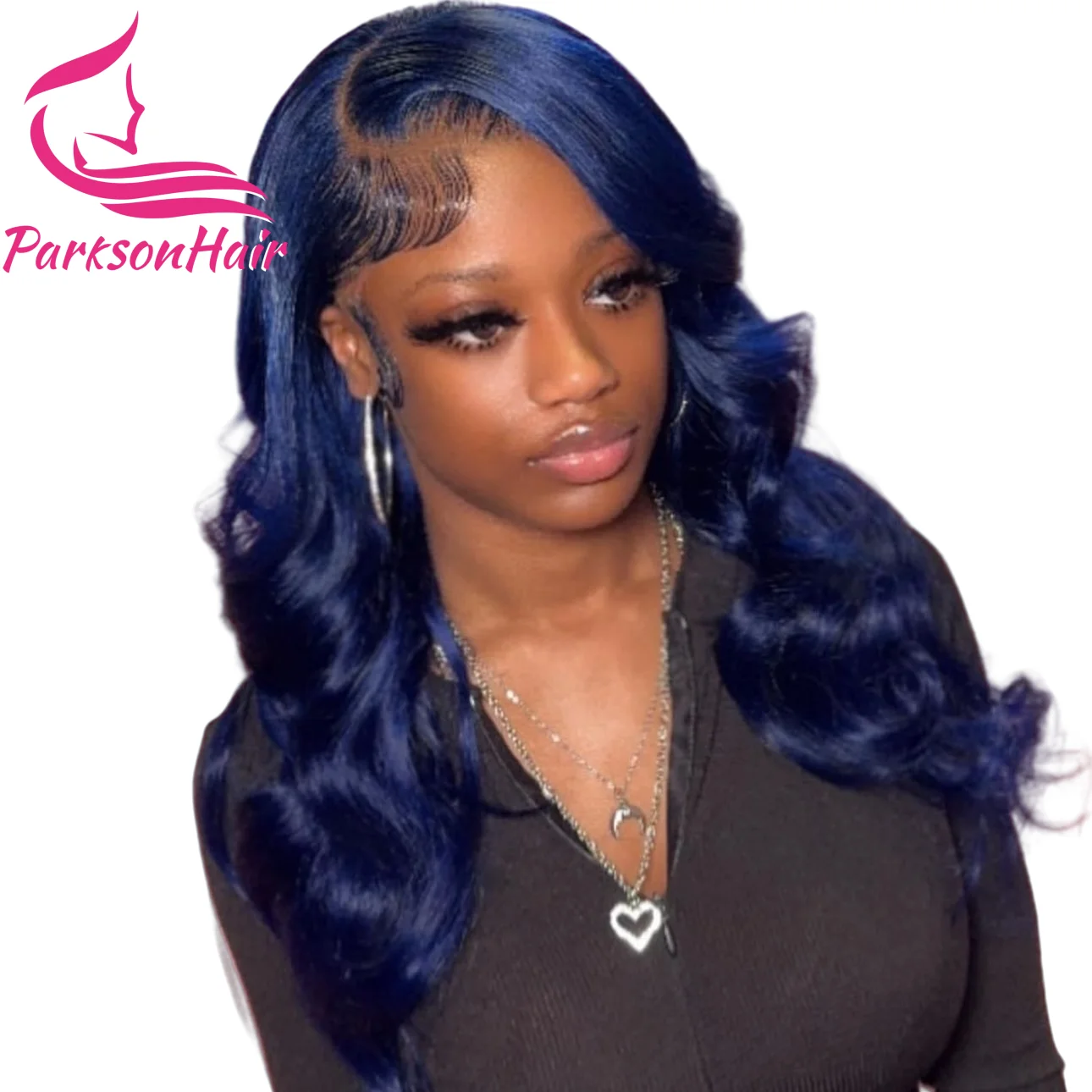 13X6 منتصف الليل الأزرق الشفاف الدانتيل شعر مستعار أمامي خصلات الشعر المستعار الإنسان قبل قطعها الجسم موجة الملونة 13X4 الدانتيل الباروكات الأمامية للنساء #4