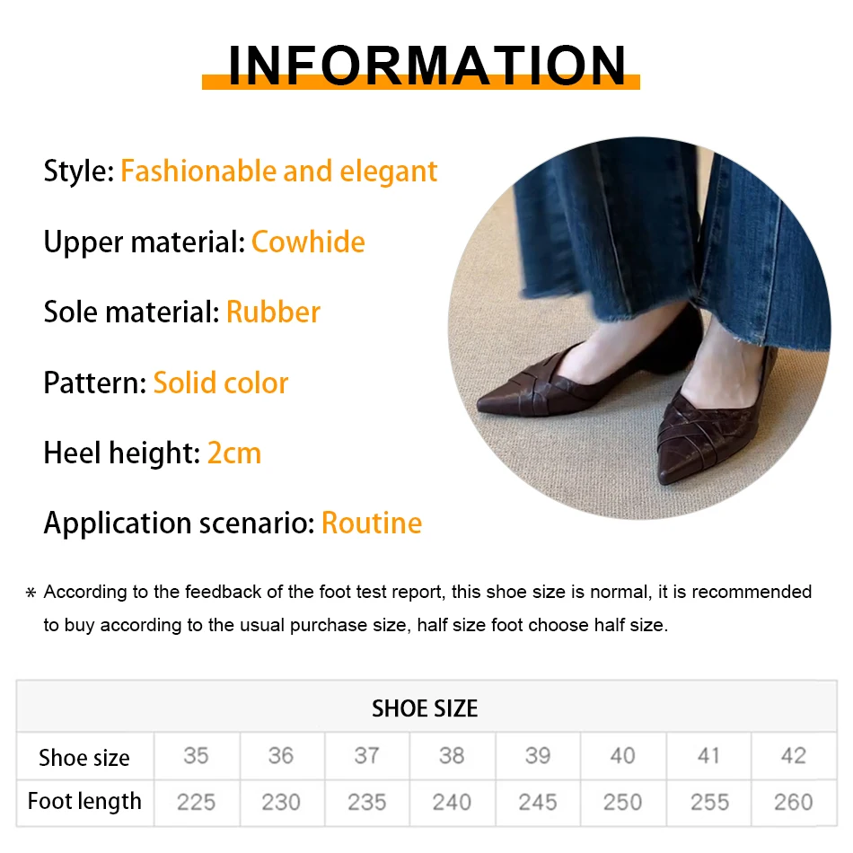 French-style retro pointed-toe flats - slip-on leather low-heeled flats - versatile and trendy women's shoes