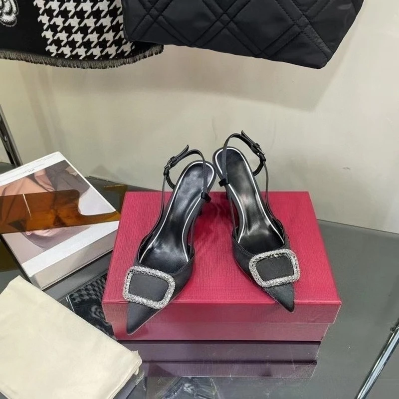 

2026 Spring Summer New Women's Pointed Toe Stiletto Heel Pumps Closed Toe Sandals Ankle Wrap Strap Design All-Matching Quiet Luxury Power Dressing Arch Support Secure Ankle Strap Non-Slip Sole for Women Girls Office Party Wedding Guest Outfit