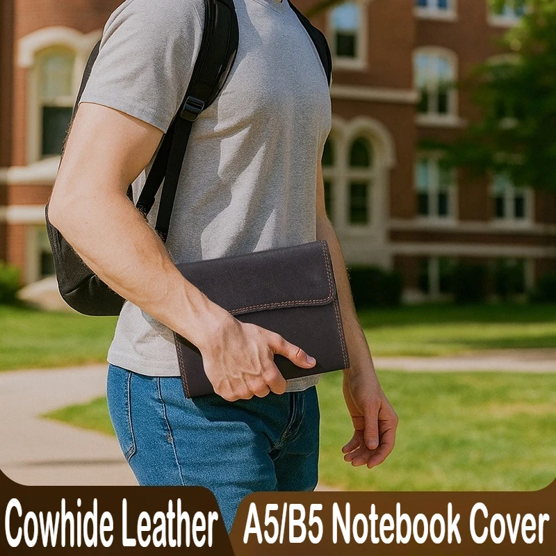 

Durable Vintage Full Grain Leather A5 B5 Flip Notebook Cover Sleeve Journal Protective Case Stationery Office School Supplies