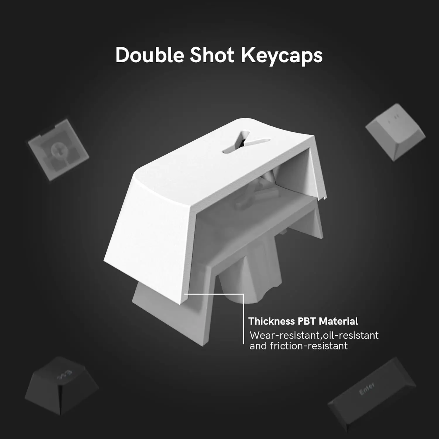 XVX Shine Through 75% Double Shot PBT Колпачки для клавиш 124 клавиш Черно-белые широко совместимые клавиши для клавиатуры
