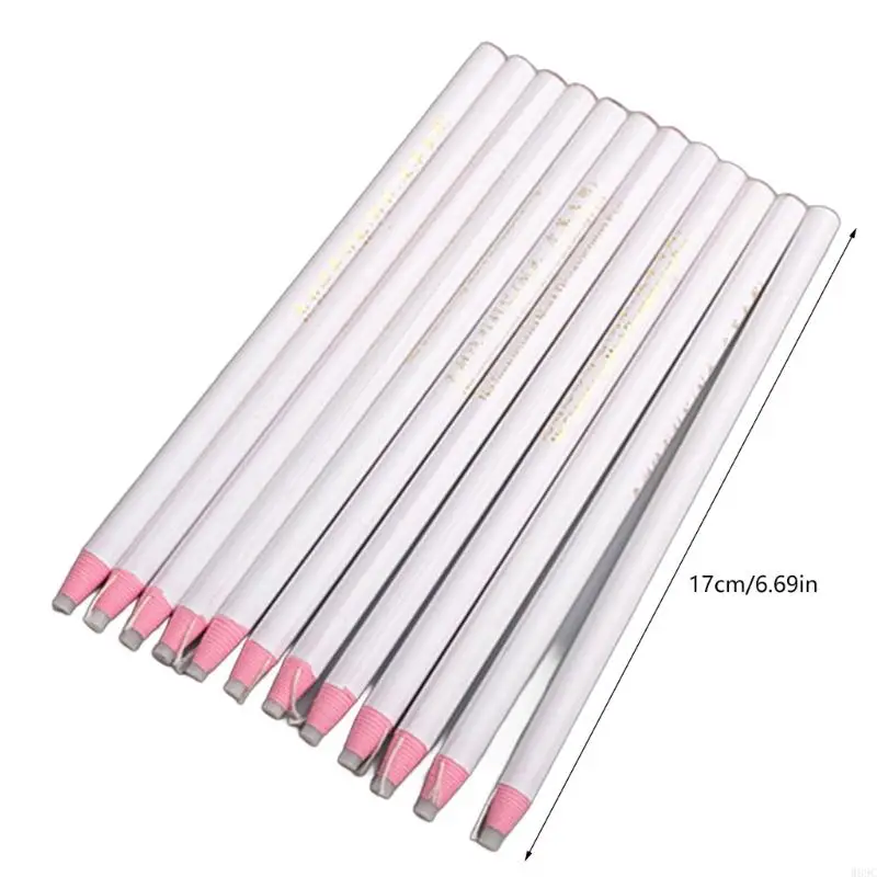 W89C 12 piezas tela blanca Marcador coser a sastrado lápiz Herramienta rastreo lápiz marcado para tela