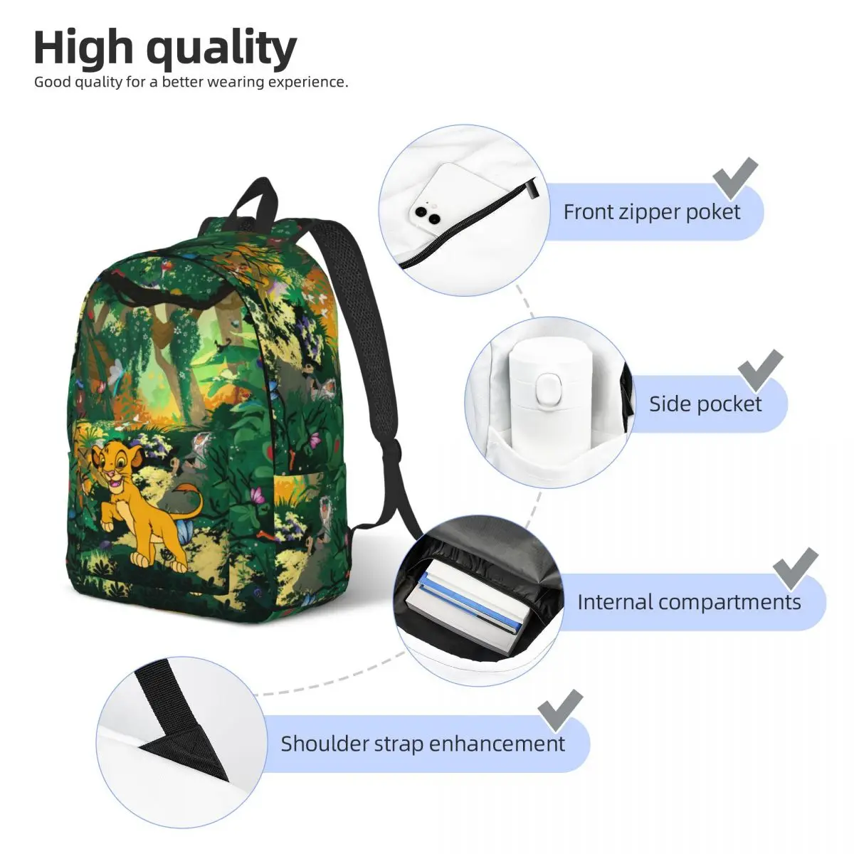 Custom Lion King Wallpaper Hukuna Matata Canvas Backpacks for Women Men Waterproof School College Bag Print Bookbags