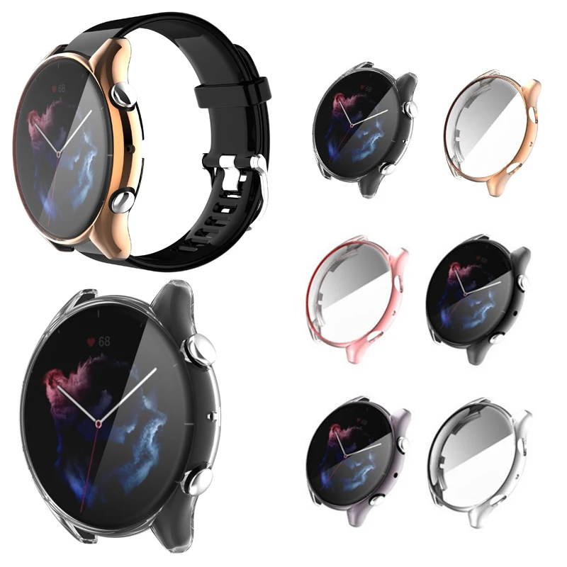 TPU Soft Shell Frame Screen Glass Protector Case For Amazfit GTR 3/3pro/2/2e Watch GTR3 pro GTR2 GTR2e Protective Bumper Cover