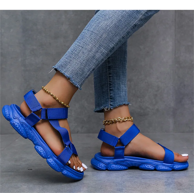 Rainbow Color Ladies Sandals Plus Size Women\'s Shoes 2023 Summer New Foreign Flat Sandals Shoes for Women