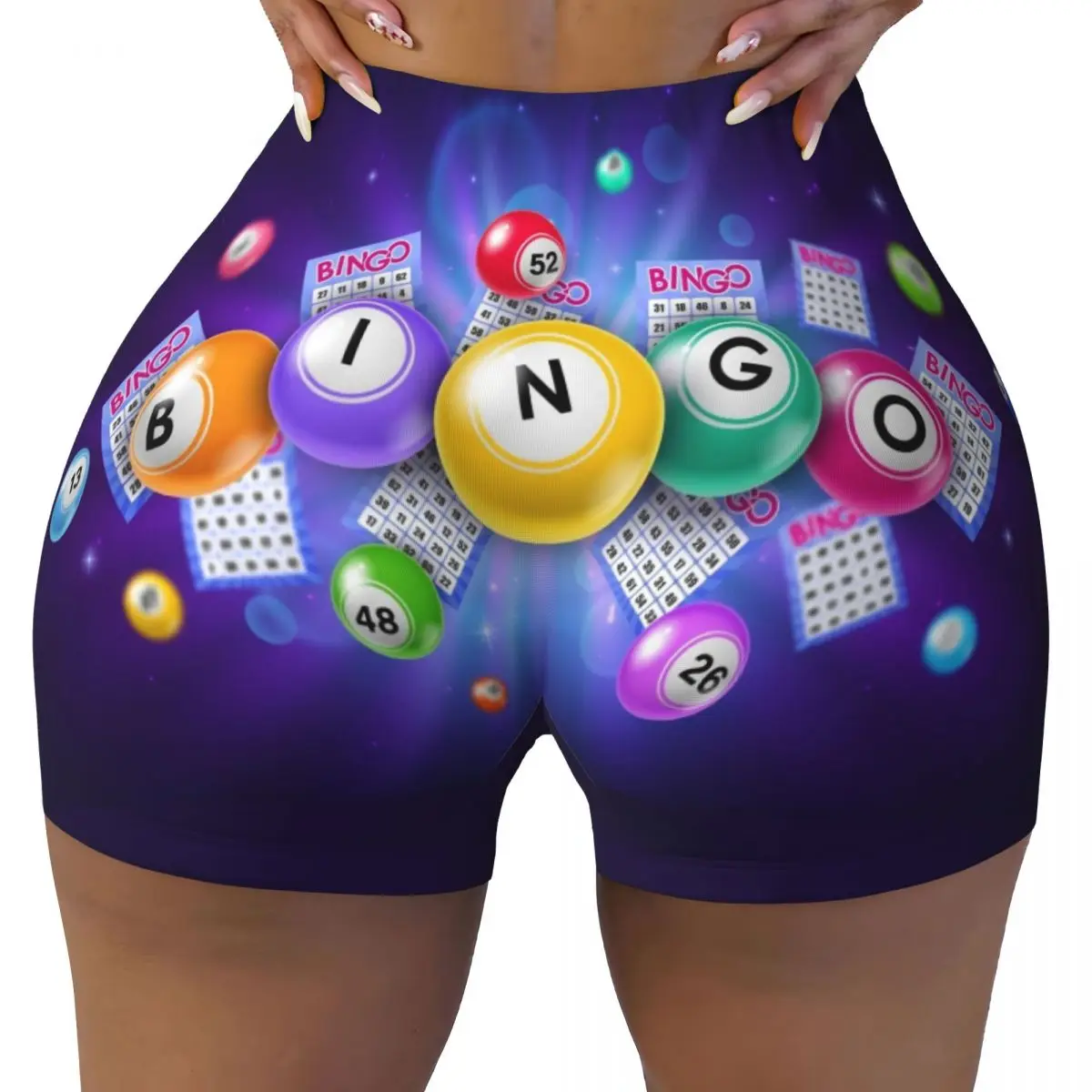 Custom Hot Game Bingo Running Volleyball Workout Shorts Women Athletic Gym Yoga Shorts