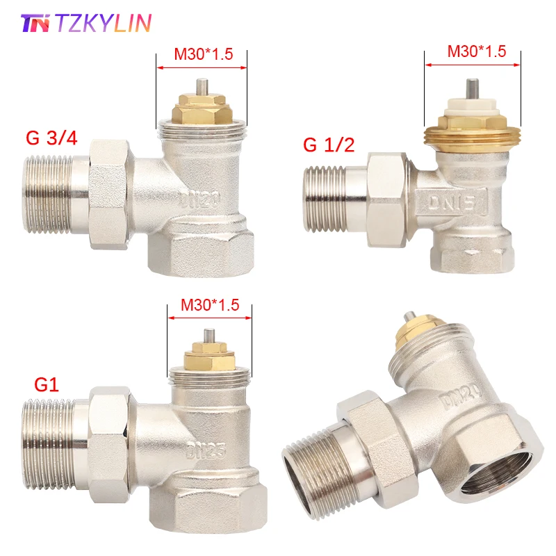 DN15/DN20/DN25 (1/2" 3/4" 1") Angle Type Brass Radiator Valve for HVAC Systems Temperature Control Valv