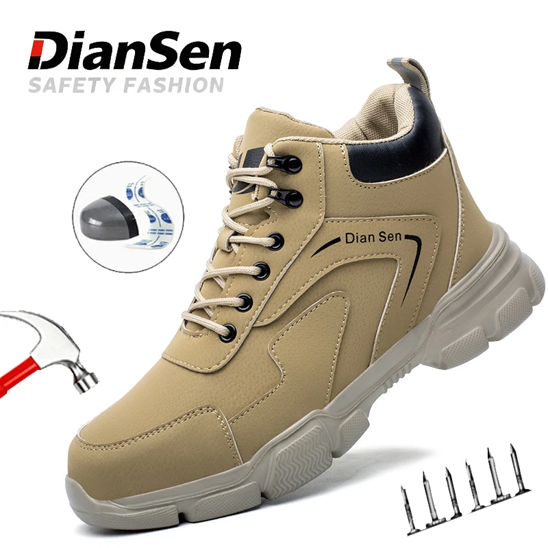 

Мужские неразрушимые рабочие ботинки, водонепроницаемые рабочие ботинки, ботинки со стальным носком, нескользящая защитная обувь, противоударная защитная обувь