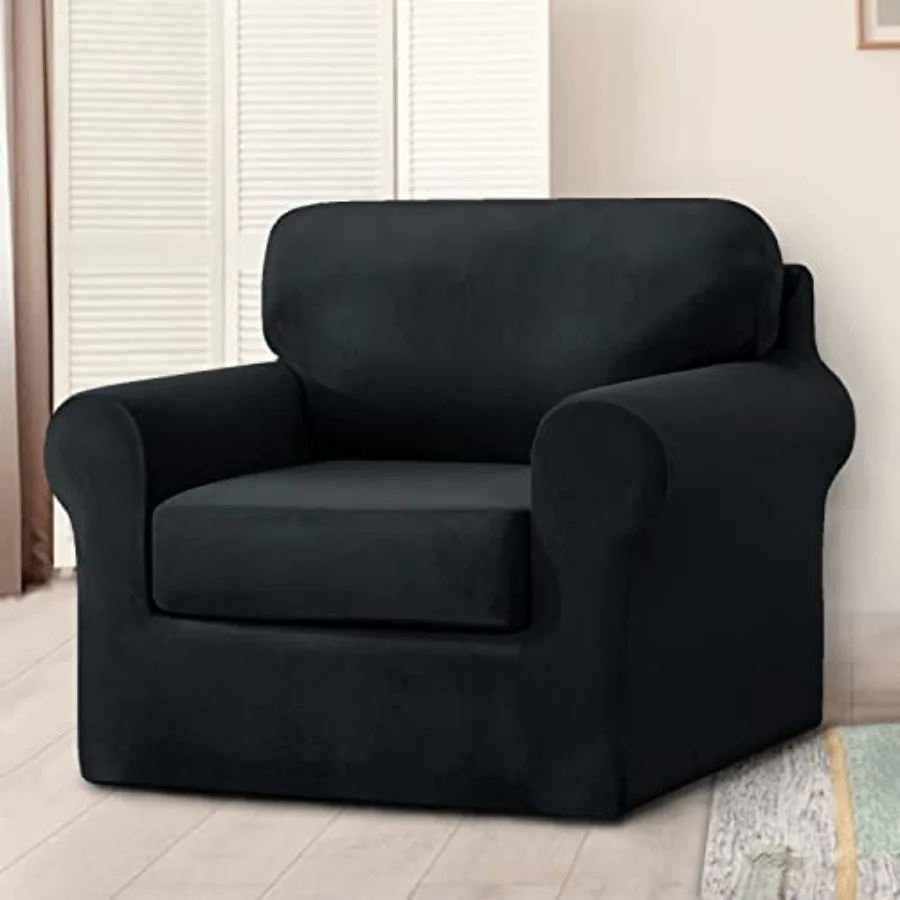 

3 Pieces Velvet High Stretch Sofa Covers for 1 Cushion Couch Sofa Slipcovers, Washable Furniture Protector with Drawstring Anti