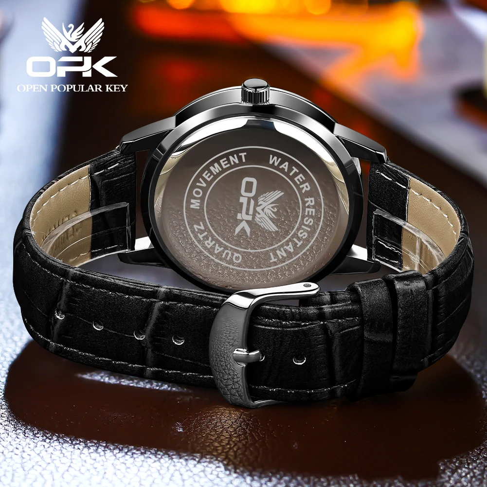 Opk-メンズ防水時計、ブランドストラップ、ナイトライト、8153