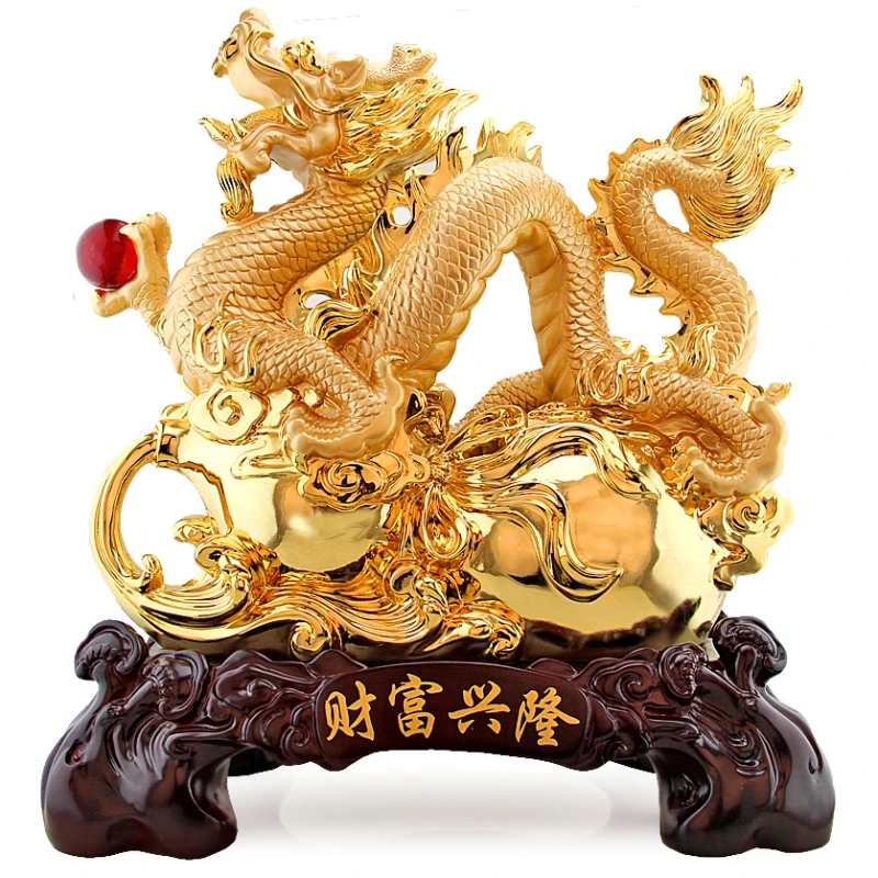 Resin Zodiac Dragon Ornaments Home Feng Shui Decoration Animal Ornaments Living Room Decor Sculpture Handicrafts Chinese Style