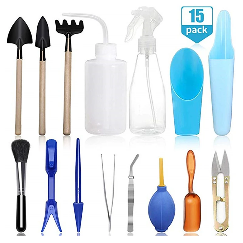 

15pcs Succulent Plants Tools Set Gardening Shovel Mini Garden Hand Tool Potted Plants Shovel Rake Spade Bonsai Seedling Tools