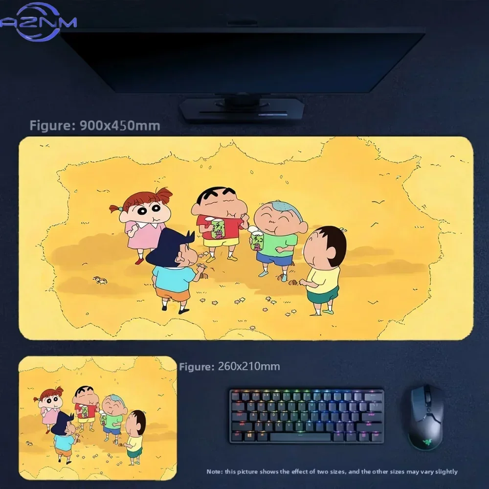 Anime Crayon Shin‑chan Friends Gathering Large Mousepad, Rubber Non‑Slip Extended Gaming Desk Mat, Waterproof Anti‑Fray Mouse Pa